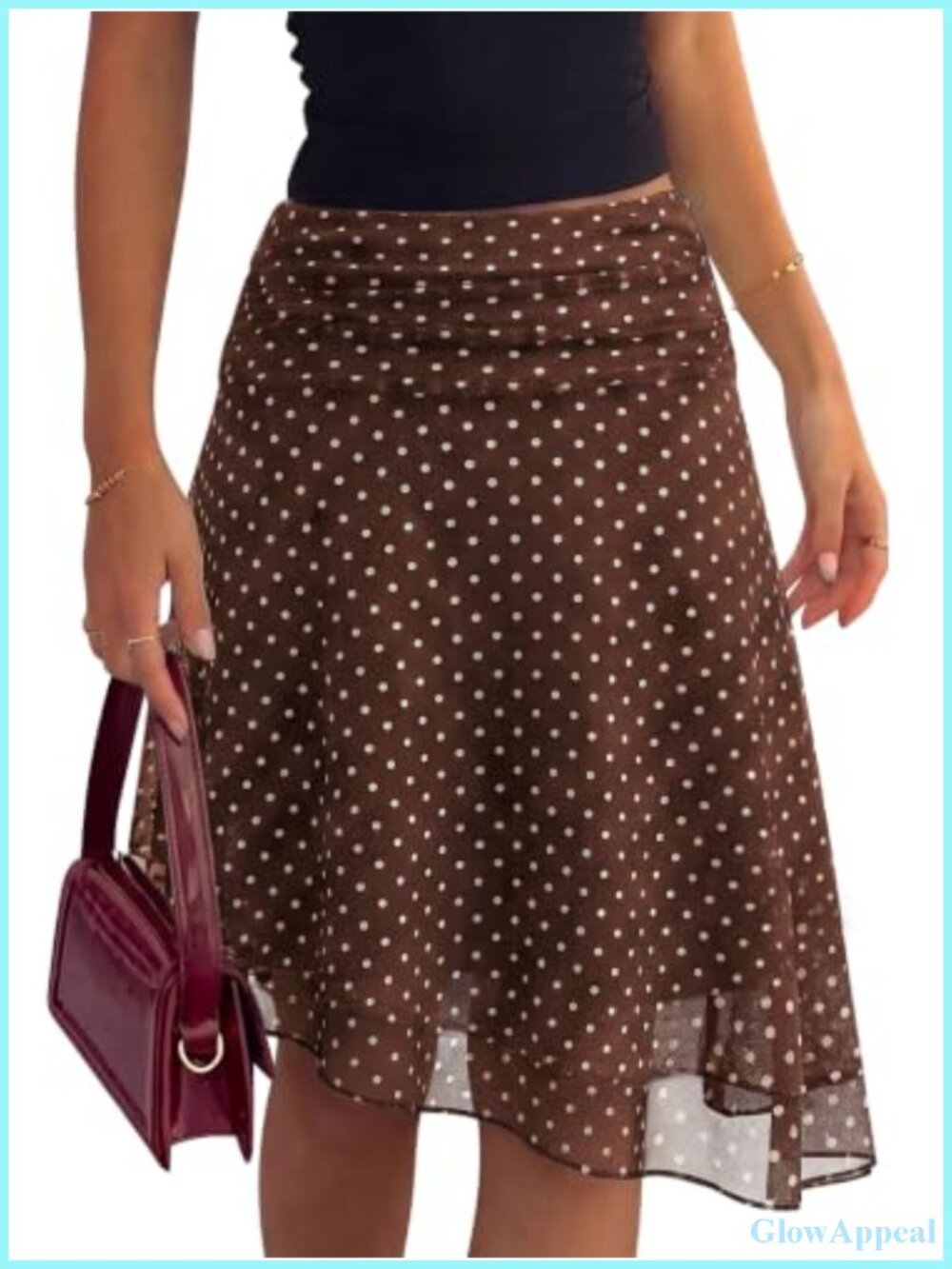 Polka Dot Midi Skirt Summer Asymmetrical Mesh A-Line Fairy Skirt